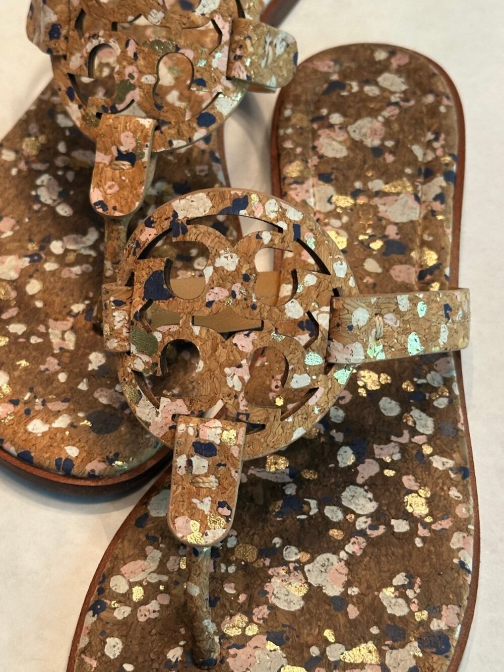 Tory Burch Miller Welt Confetti Cork Gold Flecked thong sandal (2020), 8 ½